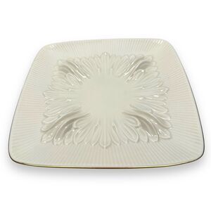 Vintage Lenox Granada Ashtray Trinket Dish Plate Ivory Square Gold Trim 8.5"